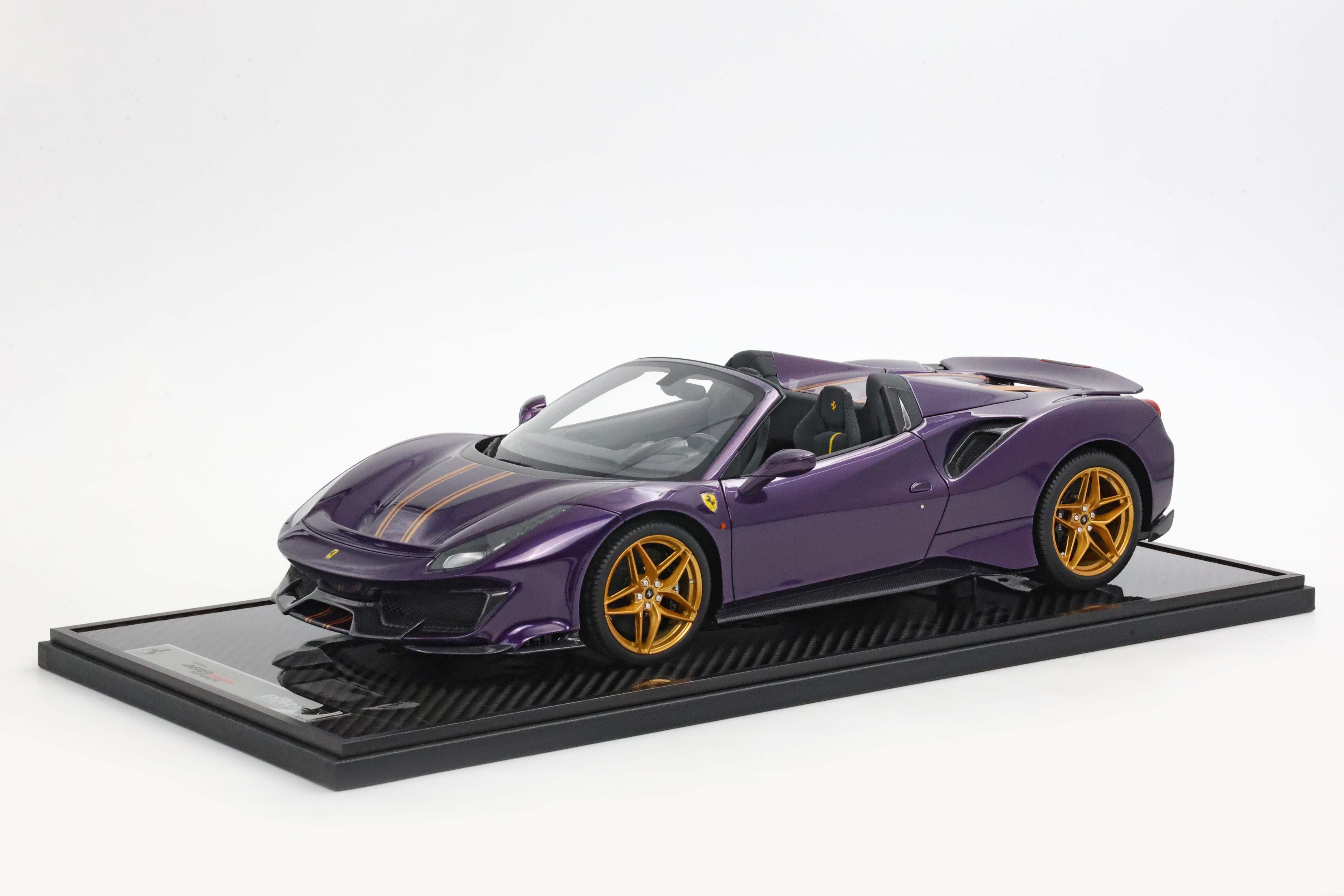 BBR Ferrari 488 Pista Spider Open Roof Viola Hong Kong / Gold