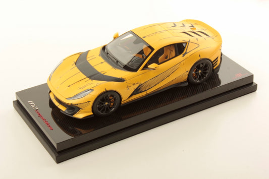 MR Ferrari 812 Competizione Matt Yellow with Sketch, Carbon Base - Limited 99 pcs