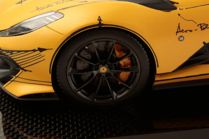 MR Ferrari 812 Competizione Matt Yellow with Sketch, Carbon Base - Limited 99 pcs