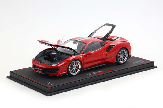 Pre-order BBR Ferrari 488 Pista Red Rosso Corsa with stripe, Fully Open - Limited Edition