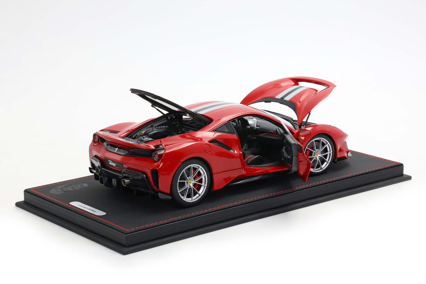 Pre-order BBR Ferrari 488 Pista Red Rosso Corsa with stripe, Fully Open - Limited Edition