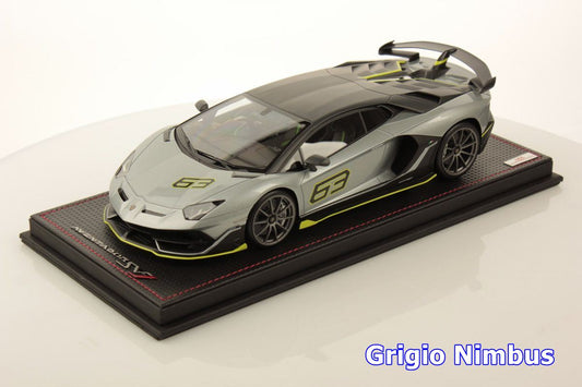 MR Lamborghini Aventador SVJ Special Editions, Grigio Nimbus Silver - Limited 63 pcs