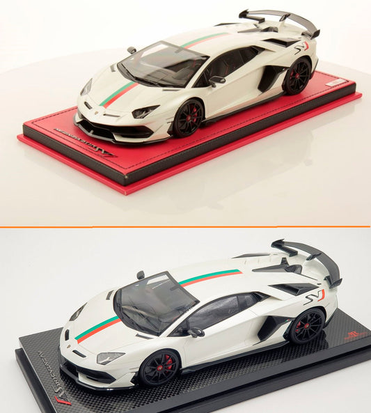 Clearance MR Lamborghini Aventador SVJ White Bianco Canopus, Italian Design  - Limited 16 pcs