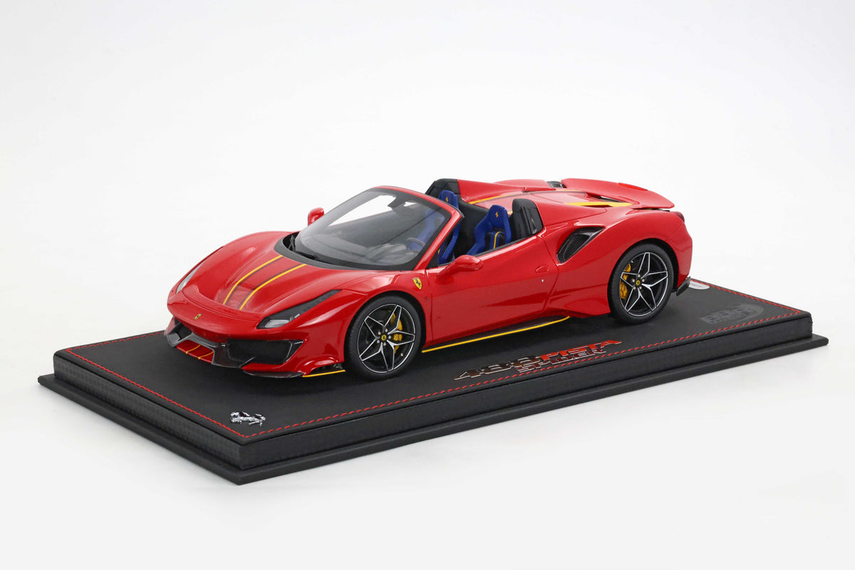 BBR Ferrari 488 Pista Spider Rosso Corsa with two yellow stripes - Limited 48 pcs, RARE