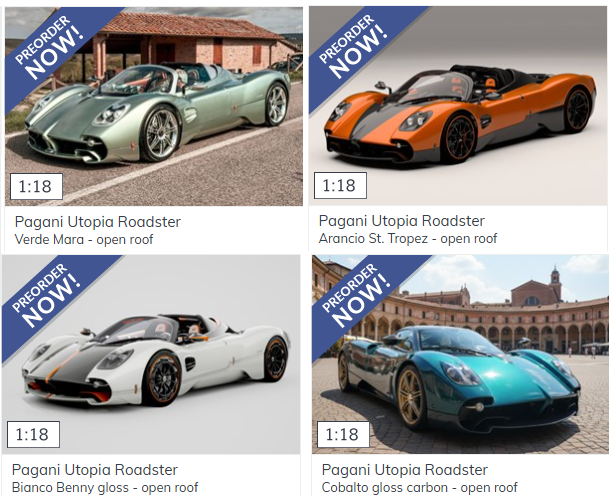 Pre-order BBR Pagani Utopia Roadster, 4 Colors - Limited Edition
